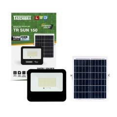 REFLETOR LED 150W + PAINEL SOLAR PRETO 6500K LUZ FRIA